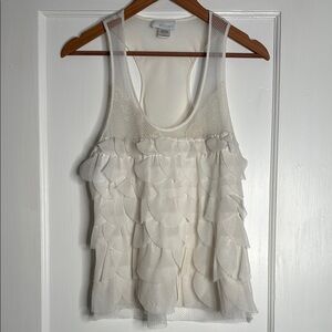 Anthropologie Symmetry Textured Lace White Sleeveless Top Size Small
